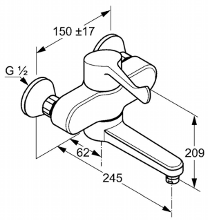 Смеситель для настенного монтажа Kludi Medi Care хром 349200524